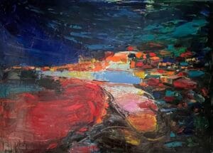 Village perdu, een schilderij door Henri Vertommen beeldend kunstenaar uit Maastricht